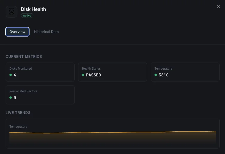 Disk health SMART monitoring