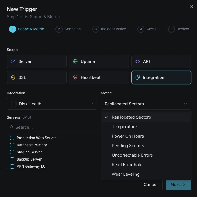 Disk health alerts