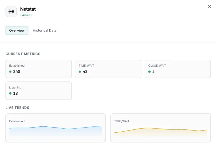 Netstat network monitoring