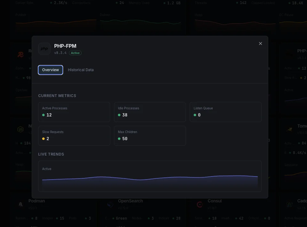 PHP-FPM monitoring dashboard