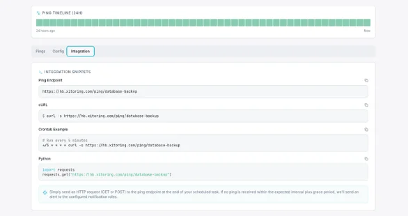 Heartbeat monitoring status dashboard
