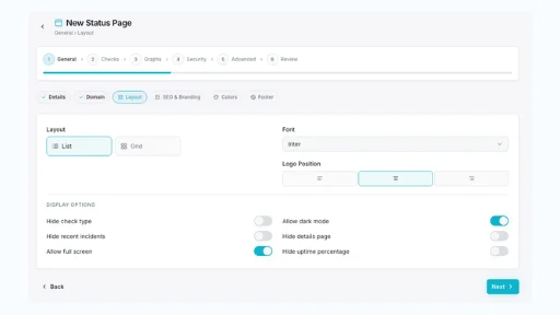 Authenticated private status page dashboard