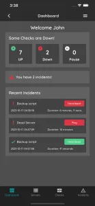 Xitoring mobile app — push notifications on iPhone