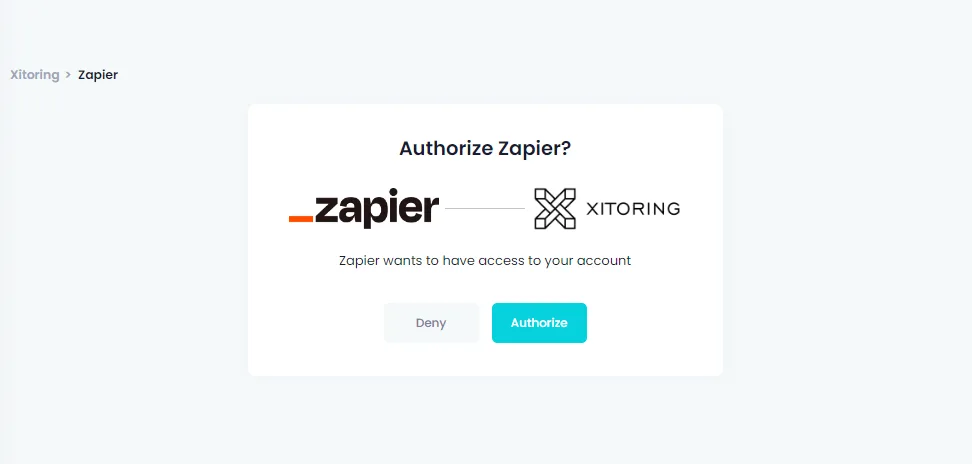 Xitoring app listed as a trigger inside Zapier