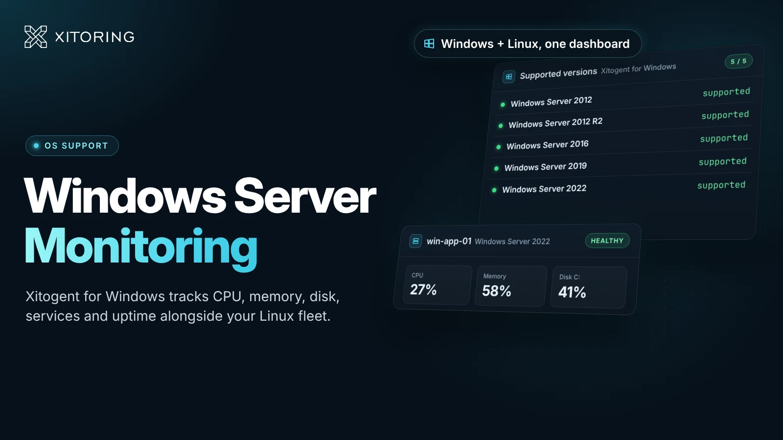 Xitoring unterstützt jetzt Windows-Server-Monitoring!