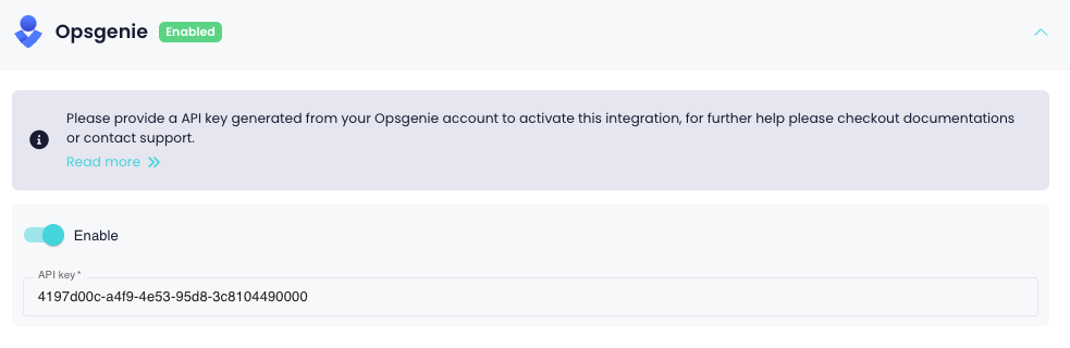 Opsgenie integration