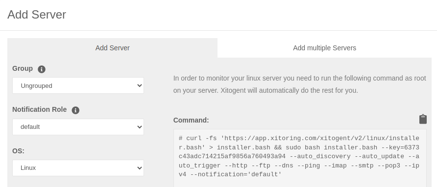 linux server install xitogent command Linux Server install xitogent