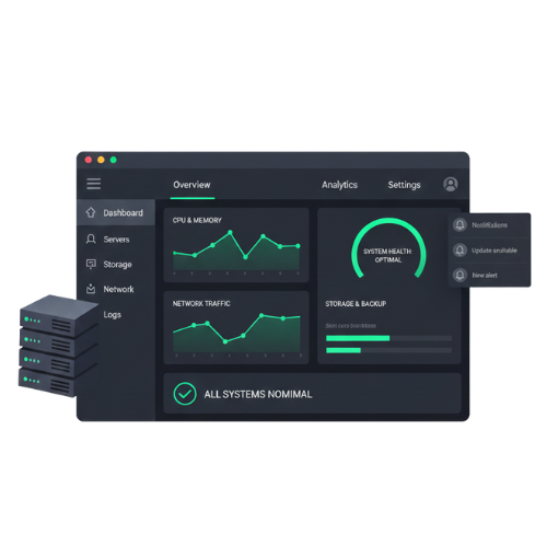 Tangkapan layar dasbor pemantauan yang bersih dan modern